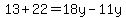 13%2B22=18y-11y