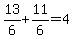 13%2F6%2B11%2F6=4