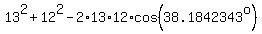 13%5E2%2B12%5E2-2%2A13%2A12%2Acos%2838.1842343%5Eo%29