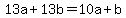 13+a+%2B+13b++=+10a%2Bb++