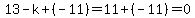 13-k%2B%28-11%29=11%2B%28-11%29=0