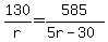 130%2Fr+=+585%2F%285r-30%29