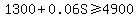 1300%2B0.06S%3E=4900