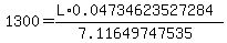 1300+=+%28L%2A0.04734623527284%29%2F%287.11649747535%29