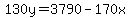 130y=3790-170x