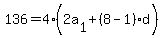 136=4%282a%5B1%5D%2B%288-1%29d%5E%22%22%29