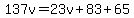 137v=23v%2B83%2B65