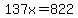 137x=822