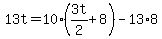 13t=10%283t%2F2%2B8%29-13%2A8
