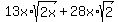 13x%2Asqrt%282x%29%2B28x%2Asqrt%282%29