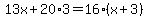 13x%2B20%2A3=16%28x%2B3%29