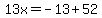 13x=-13%2B52