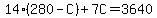 14%28280-C%29%2B7C=3640