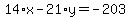 14%2Ax-21%2Ay=-203