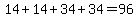 14%2B14%2B34%2B34=96
