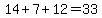 14%2B7%2B12=33