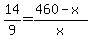 14%2F9+=+%28460-x%29%2Fx