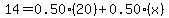 14=0.50%2820%29%2B0.50%28x%29