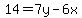 14=7y-6x+