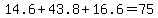 14.6%2B43.8%2B16.6=75