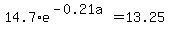 14.7%2Ae%5E%28-0.21a%29+=+13.25