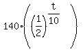 140%2A%28%281%2F2%29%5E%28t%2F10%29%29