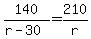 140%2F%28r-30%29=210%2Fr