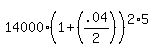 14000%281%2B%28.04%2F2%29%29%5E%282%2A5%29