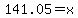 141.05=x