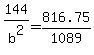 144%2Fb%5E2+=+816.75%2F1089