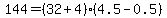 144=%2832%2B4%29%2A%284.5-0.5%29