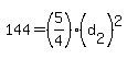144=%285%2F4%29%28d%5B2%5D%29%5E2