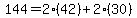 144=2%2842%29%2B2%2830%29