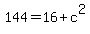 144+=+16+%2B+c%5E2