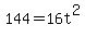 144+=+16t%5E2