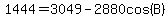 1444=3049-2880cos%28B%29