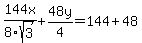144x%2F8sqrt%283%29%2B48y%2F4=144%2B48