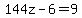 144z-6=9