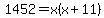 1452+=+x%28x%2B11%29