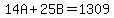 14A%2B25B=1309