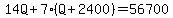 14Q%2B7%28Q%2B2400%29=56700