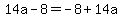 14a-8=-8%2B14a