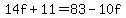 14f%2B11=83-10f
