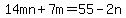 14mn%2B7m+=+55-2n