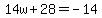 14w%2B28=-14