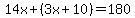 14x%2B%283x%2B10%29=180