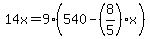 14x=9%28540-%288%2F5%29x%29