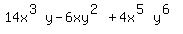 14x%5E%283%29y-6xy%5E%282%29%2B4x%5E%285%29y%5E%286%29