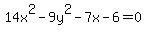 14x%5E2+-+9y%5E2+-++7x+-+6+=+0