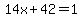 14x+%2B+42+=+1